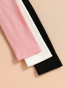 3 Stücke Mädchen Weich & Bequem Gerippter Jumpsuit, vielseitiger Langarm Romper, geeignet für Frühling & Herbst, perfekt für Outdoor-Tragen