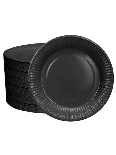 10 Stück/20 Stück/50 Stück schwarze Einweg-Pappteller, 15 cm schwarze Papier-Kuchenteller, 18 cm Dessert-Teller, 23 cm Dinner-Teller, geeignet für Snacks, Salate, Heimessen und DIY-Basteleien, auch einsetzbar für Büro, Camping, Innenbereich, Geburtstage, Babypartys, Gender-Reveal-Partys, Hochzeiten, Halloween und weitere Anlässe.