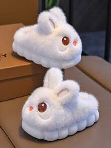 1 Pair Cute Cartoon Rabbit Slippers For Girls, Suitable For Indoor Wear, Autumn/Winter - White - View 4