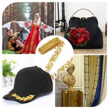 1M/Rolle Metall-Spitzenband Basteln DIY Nähen Kostüme Stickerei Goldene Spitzenborte zum Aufbügeln Blume für Brautkleider Wohndekoration