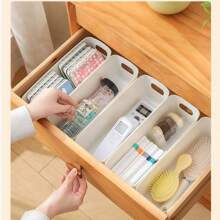 5pcs Stackable Plastic Storage Boxes With Handles, For Office, Home, Closet, Multi-Purpose Storage Baskets, Durable Containers For Socks, Underwear, Stationery, Cosmetics, Space-Saving Drawer Organizer