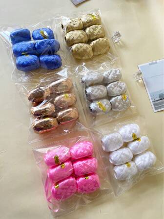 6 piezas/bolsa de cinta de rugby de plástico de color sólido, cinta para decoración de boda, fiesta, vacaciones y festividades esenciales