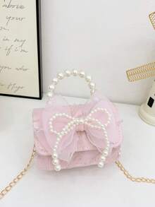 1pc Lace Bow Sweet Style Handbag, Fashion Pearl Bow Princess Style Cute Coin Purse Crossbody Bag, Korean Versatile, Casual Comfortable Strap, Smooth Long Design, Suitable For Girls Daily Shopping And Travel, An Ideal Gift Choice. - Bow Pearl Handbag - View 15