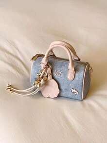 Half-Baked Mocha 手提包，女士 2025 新款高品质顶部手柄小号托特包，单肩斜挎包 - 藍色 - 查看 3