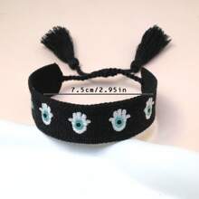 1 pièce Bracelet ajustable vintage tressé à la main avec un œil de démon créatif, à franges. Convient pour la famille, les amis, les étudiants, les cadeaux de fête, les fêtes, les voyages, bracelet de bénédiction