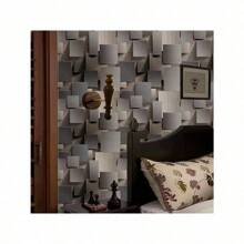 3D Cube Geometric Self-Adhesive Vinyl Wallpaper - Detachable Stripes And Shapes Pattern Wall Decor For Living Room, TV Background, And Parties - Gray Drop Match Peel & Stick Wall Mural