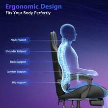 MR IRONSTONE 1pcs Gaming Chair Lumbar Massage With Footrest Ergonomic Computer Chair, Office Gaming Chair, Gamer Chair For Adults Ergonomic Computer Chair, Comfort Swivel Home Gaming Mesh Chair, High Back With Adjustable Lumbar Support Original Armrest (Blue-Black) - 藍色 - 查看 6