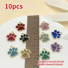 Mix de 10 peças de pingente de pata de gato com gotejamento de óleo em ouro antigo de 17x16 mm, face única, adequado para colar, pulseira, brinco, acessórios para fabricação de joias