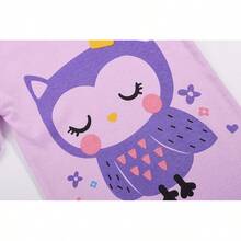 Girls Pure Cotton Summer Pjs Size 2T-14Years, Little Girls Short Sleeve 4-Piece Sleepwear Kids Toddler Pajamas Set - 紫色 - 查看 6
