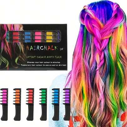 6/8/10 Colors Hair Chalk Set, Temporary Hair Dye Tools, No Water Needed, Suitable For Party, Festival, Halloween, Christmas Gifts