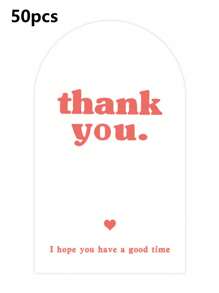 50pcs Thank You Stickers For Rectangular Gift Wrapping Airplane Box Sealing Stickers Black White Pink Gift Packaging Stickers