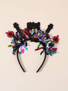 1pc Back To School Headband For Students Glitter Pencil Apple Back To School Hairband Sparkling Colorful Foil Pencil Apple Head Band Cute Back To School Headwear For First Day Of School Teens Hair Accessories - Multicolor - View 5