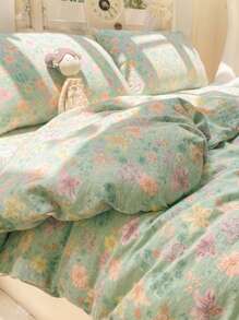 3pcs Vintage Ink Painting Print Duvet Cover Set (1pc Duvet Cover + 2pcs Pillow Cases), 100% Polyester, Machine Washable, No Filler
