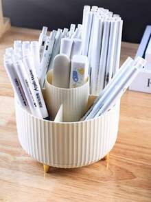 1 件耐用 360° 旋转桌面收纳，5 个隔层 - 多功能化妆品收纳，用于存放笔、剪刀、尺子和其他用于办公桌和家庭办公室的文具、储物盒和美术用品收纳、铅笔盒、铅笔袋、书包学校用品、返校 - 彩色 - 查看 2