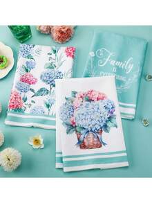 2 Pcs Wildflower Kitchen Towels, 16x24 Inch Vintage Hand Towels Absorbent Plant Floral Dish Towels, Farmhouse Kitchen Bathroom Decorations - Cây tú cầu - Xem 4