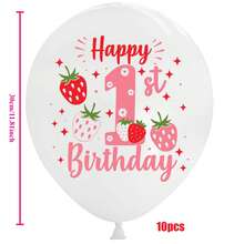10 Pcs Strawberry Girly Lovely Party Decor Balloons Set – Suitable For Baby Birthday Party, Baby Shower ,Girl's Birthday, Girls'Party,Gender Reveal Party For Ages 1-6 - Multicolor - View 6