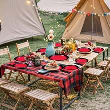 10-Piece/20-Piece/50-Piece Red And Black Party Decor Red And Black Party Plate Disposable Black And Red Paper Cutlery Set Suitable For Weddings, Carnivals, Retirement Parties, Halloween Decorations, Party Gifts - Black and Red - View 5