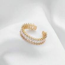 1 par de brincos em formato C brilhantes com zircônia quadrada e incrustação de zircônia para festa/casamento