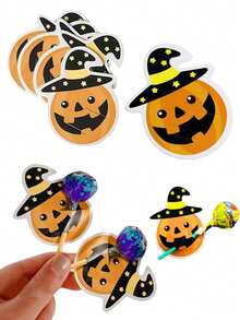 50pcs Halloween Pumpkin Lollipop Decorations - Seasonal Craft Paper, Colorful Card Design Candy Wrappers Suitable For Spooky Decor, Applicable For Fall, Halloween, Christmas - Multicolor - View 2