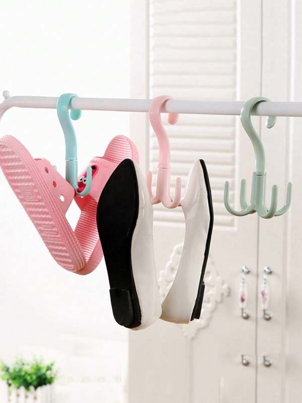 1pc Rotating 4 Hooks Plastic Wall Hanger Organizer, No Drill Multifunctional Rack For Belts, Ties, Underwear, Bags, Scarves,Clothing, Storage Hook