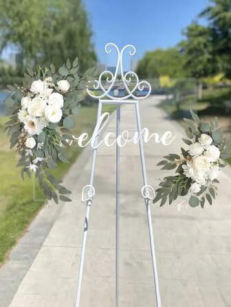 2 pakketten witte kunstbloemen voor een huwelijksboog, stoffen eucalyptusgroen guirlande, hangende decoratie voor een buitenpatio voor een reünie, lente voor het hele seizoen, Valentijnsdag woondecoratie zonder container, voor een fotohokje als achtergrond voor een bruiloft in de tuin, kamerdecoratie, woondecoratie, keukendecoratie, tuindecoratie