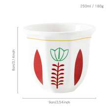 Joivida 1/2/3 件套杯子,可爱的 100ml/180ml/250ml 陶瓷杯,复古郁金香图案饮具,花卉设计,非常适合茶、咖啡、家居装饰、新年、圣诞节、拉玛餐桌装饰、母亲节礼物、派对使用、家庭用餐、高端咖啡馆用品、乔迁礼物、返校使用 - 彩色 - 查看 20