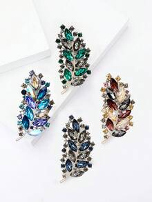 女士水晶叶胸针 水钻玻璃别针 毛衣裙 围巾 晚礼服胸针 派对宴会首饰 - 水晶葉(4117) - 查看 3