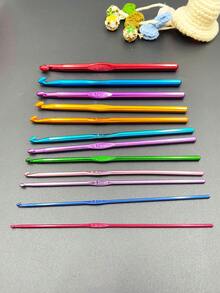 Set de 12 piezas de Ganchos de Crochet de Aluminio, Ganchos de Crochet Coloridos para Tejer, Hacer Suéteres, 2.0mm-8.0mm, Juego de Herramientas de DIY de Crochet de Metal - Multicolor - Ver 4