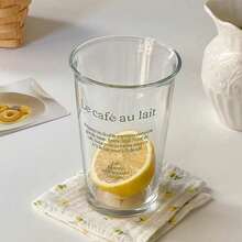 1pc Elegant French Slogan Printed INS Style Glass Cup, Suitable For Iced Coffee, Juice, Milk, Cocktail And Bubble Tea - Durable, Hand Wash Only, Multifunctional Beverage Glass Cup, Exquisite Design, Drink Service Cup | Transparent Drinkware | Reusable Cup, Coffee Cup - Multicolor - View 6