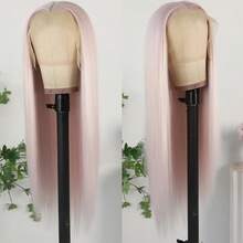 13X6 Platinum White Synthetic Lace Front Wigs 28 Inch Pre Plucked Long Straight Hair Wigs Glueless White Wigs Heat Resistant Fiber Hair Natural Halloween Wigs Platinum Blonde Lace Front Wigs For Women For Daily Christmas Party Cosplay Use - Ice Pink - 查看 5