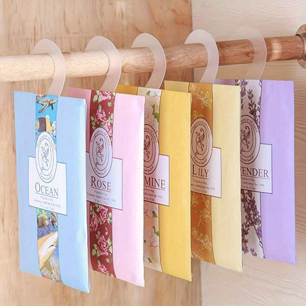 5pcs, Hanging Wardrobe Scented Sachet, Wardrobe Odor Removal Scented Bag, Portable Sachet, Wardrobe Air Fresheners, Household Gadgets, Apartment Essentials, Back To School Supplies