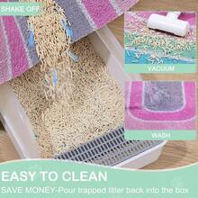 Unicorn Catcher Cat Litter Mat Quality Litter Box Mat Large Non-Slip Cat Litter Mat Litter Trapping Mat Soft Kitty Litter Mat Compatible Two Litter Boxes Cat Products Easy To Clean,Light Pink,XL - Pink - View 3