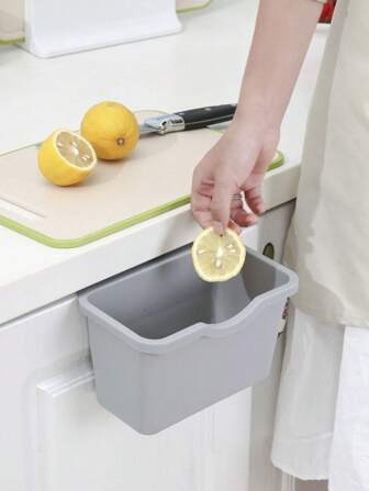 1pc Kitchen Cabinet Door Hanging Trash Can, Large Uncovered Household Food Waste Hanging Basket