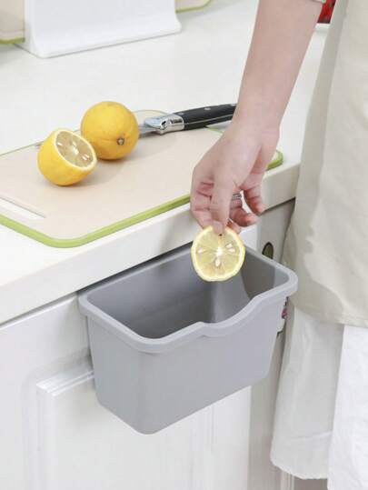 1pc Kitchen Cabinet Door Hanging Trash Can, Large Uncovered Household Food Waste Hanging Basket