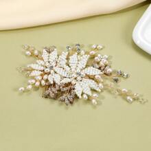 Peigne à cheveux en perle blanche fait à la main, accessoire de robe de mariée de gros