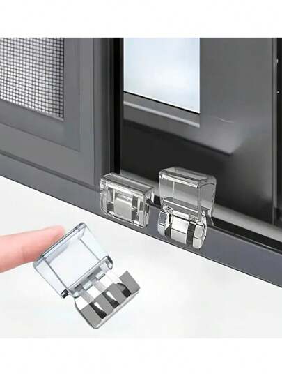 5pcs,Non-Drilling Metal Window Lock | Anti-Pinch Device, Smooth Metal Finish, Clear View | Includes Screws For Easy Installation