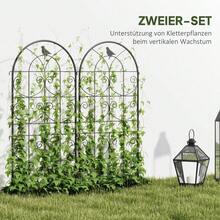 Rankgitter Metall 2er Set zum Stecken rostfrei Rankhilfe mit Vogeldesign für Kletterpflanzen 50x120 cm Spalier für Zimmerpflanzen Pflanzenspalier für Tomaten Blumen Kletterpflanzen Schwarz