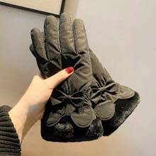 1 Paar Damen Herbst/Winter gefütterte & verstärkte warme Handschuhe, touchscreen-fähig, wasserfest, windundurchlässig, geeignet für Radfahren und Outdoor-Nutzung