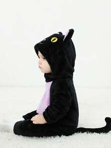 Unisex Baby Flannel Animals Costume Cosplay Jumpsuit For Christmas Halloween Toddler Winter Front Zip Hooded Romper - Purple - View 6