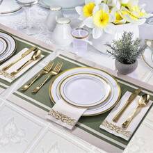100/50/25/10/2pcs Gold Plastic Reusable Cutlery Set, Including Cake/Salad Forks, Spoons, Suitable For Home, Restaurant, Wedding, Outdoor, Birthday, Party, Holiday Gatherings, Kitchen Accessories, Valentine's Day, Back To School Party - Gold - View 7