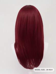 XYUNMI Sweet Red Long Straight Wig 26 Inch Multi-Layer Lightweight Breathable Women's Heat Resistant Synthetic Wig For Daily Wear Party Date Elegant Fashion Simple Costume Wig Role Play