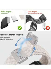 1pc 18mm 20mm 22mm Quick Release Nylon Braied Magnetic Strap Compatible With Samsung Galaxy Watch 7 6 5 4 3/Garmin Venu3 3S Vivoactive4 Active5 Vivomove Fenix8 47mm/Amazfit Bip6 Bip5 GTR4 GTS4 GTS4 Mini/Hua Wei Watch GT5 GT4 GT3 GT2 GT Watch4/Xiao Mi Watch S4 S3 Band