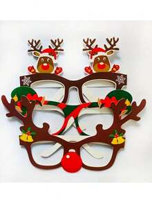 9pcs,Holiday Christmas Glasses - Santa Claus, Reindeer, Snowmen And Tree Designs - Suitable For Holiday Parties, Birthdays And Weddings - High-Quality Paper Photo Props, Christmas Decorations
