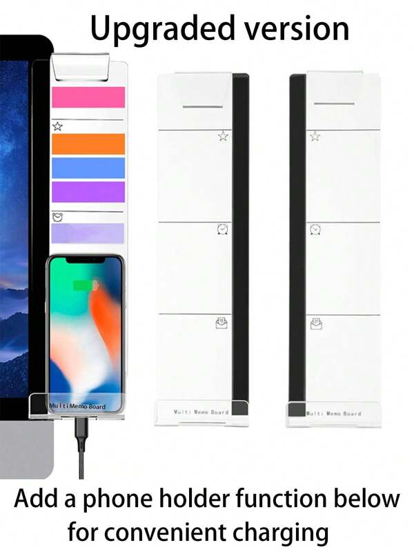 1pc Acrylic Message Board, Computer Screen Reminder Board,Monitor Memo Board,Fashion Multifunction Utility Acrylic Transparent Sticky Note Holder,Side Monitor Display Sticky Notes Memo Pad, Acrylic Whiteboard, Office Desk Memo Back To School,Paper Storage Rack,Computer Monitor Message Memo Screen Paper Holder