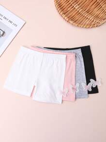Paquete de 4 shorts/mallas decorados con mariposas para niñas, lindos y elegantes para uso diario, apropiados para todas las estaciones