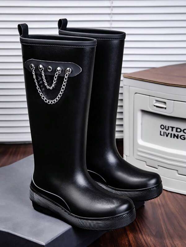 Women's High-Top Waterproof Rain Boots, Stylish Outdoor Hiking Rainboots, Non-Slip For Kitchen Work, Washing Car, Camping, Fishing