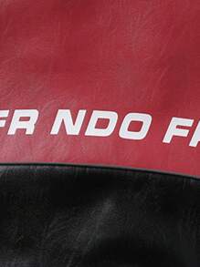 Men's Fashion Contrast Color Embroidered Leather Jacket Outerwear, Suitable For Riding, Racing, Spring & Autumn, Grunge