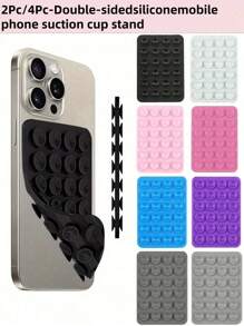 2pcs/4pcs Double-Sided Silicone Phone Holder Suction Cup A Must-Have For Travel, Suction Cup Phone Mount, Silicone Suction Phone Case Adhesive Sticky Phone Grip Hands - Free Phone Grip Silicone Sucker Phone Holder Pad Compatible With IPhone & Android.Travel Essentials Silicone Suction Phone Case Mount Applicable Scenes: Gym, Dancing, Makeup, Video Conferencing, Bathroom Shooting Fixed Bracket, Gift For Friends And Teachers
