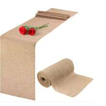 30cm Width 10M Jute Linen Vintage Natural Table Runner Burlap Rustic Khaki Wedding Dining Table Runner Decoration - 卡其色 - 查看 2