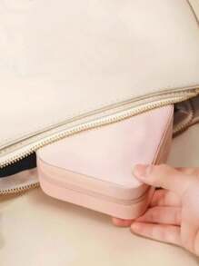 1PC Portable Jewelry Box ,Small PU Leather Travel Jewelry Storage Box, Elegant Organizer For Earrings/Necklaces/Rings Travel-Friendly Giftable Storage Case ,Jewelry Sorting Box For Women's Fashion Accessories, Birthday/Valentine's Gift Idea , Bridesmaid Gifts, Christmas Gifts, Halloween Gifts, Women Gifts, Wedding Gifts